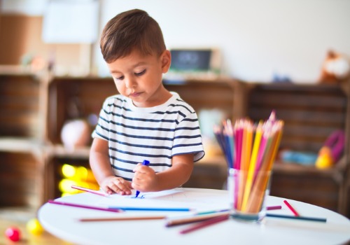 Boy Coloring at a Childcare for Dunlap IL